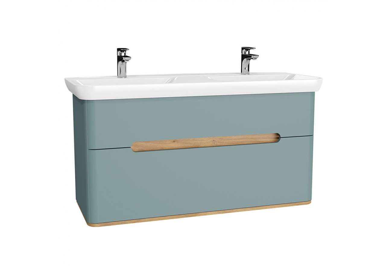 Sento meuble avec plan céramique, 130 cm, vert fjord mat, 2 tiroirs coulissante - 65879 - Vitra