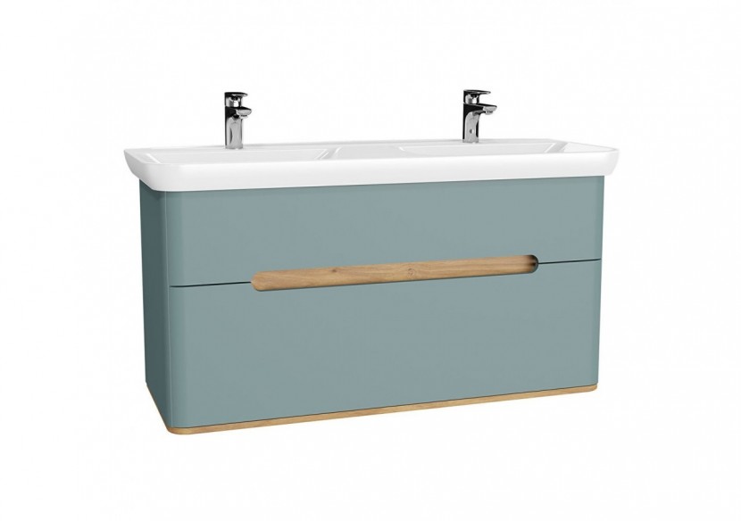 Sento meuble avec plan céramique, 130 cm, vert fjord mat, 2 tiroirs coulissante - 65879 - Vitra