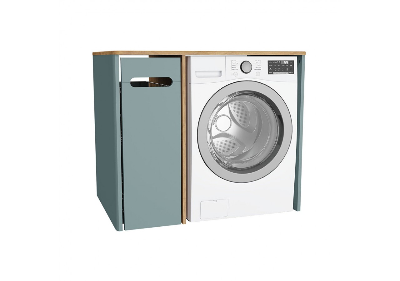 Sento unité lave-linge, 105 cm, avec corbeille à linge à gauche, vert fjord mat - 65901 - Vitra