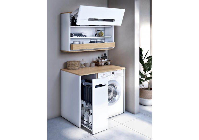 Sento unité lave-linge, 105 cm, avec corbeille à linge à gauche, vert fjord mat - 65901 - Vitra