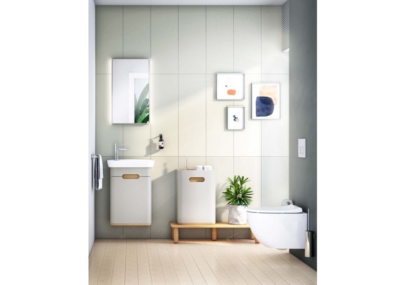 Sento meuble avec plan céramique,50cm, gris clair mat, porte, charnière à gauche - 65980 - Vitra