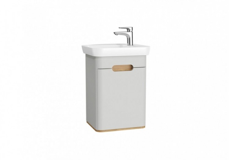 Sento meuble plan céram., 50 cm, gris clair mat, porte, charnière à droite - 65981 - Vitra
