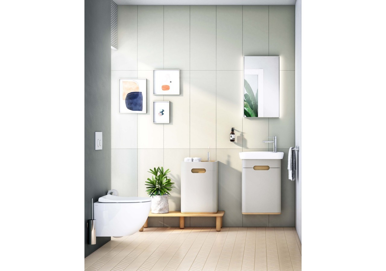 Sento meuble plan céram., 50 cm, gris clair mat, porte, charnière à droite - 65981 - Vitra