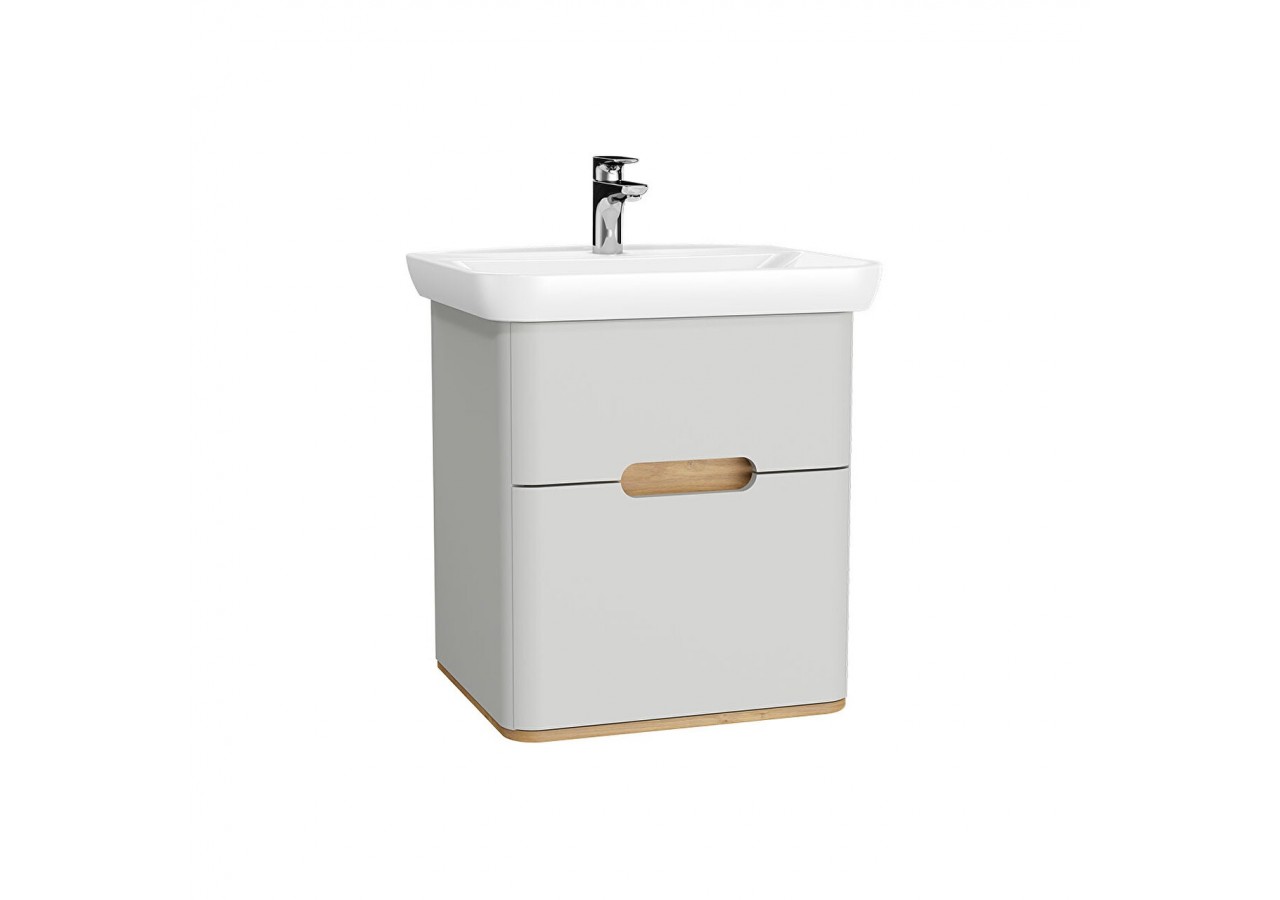 Sento meuble avec plan céramique, 63 cm, gris clair mat, 2 tiroirs coulissante - 65988 - Vitra