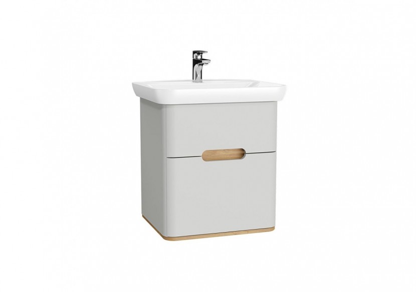 Sento meuble avec plan céramique, 63 cm, gris clair mat, 2 tiroirs coulissante - 65988 - Vitra
