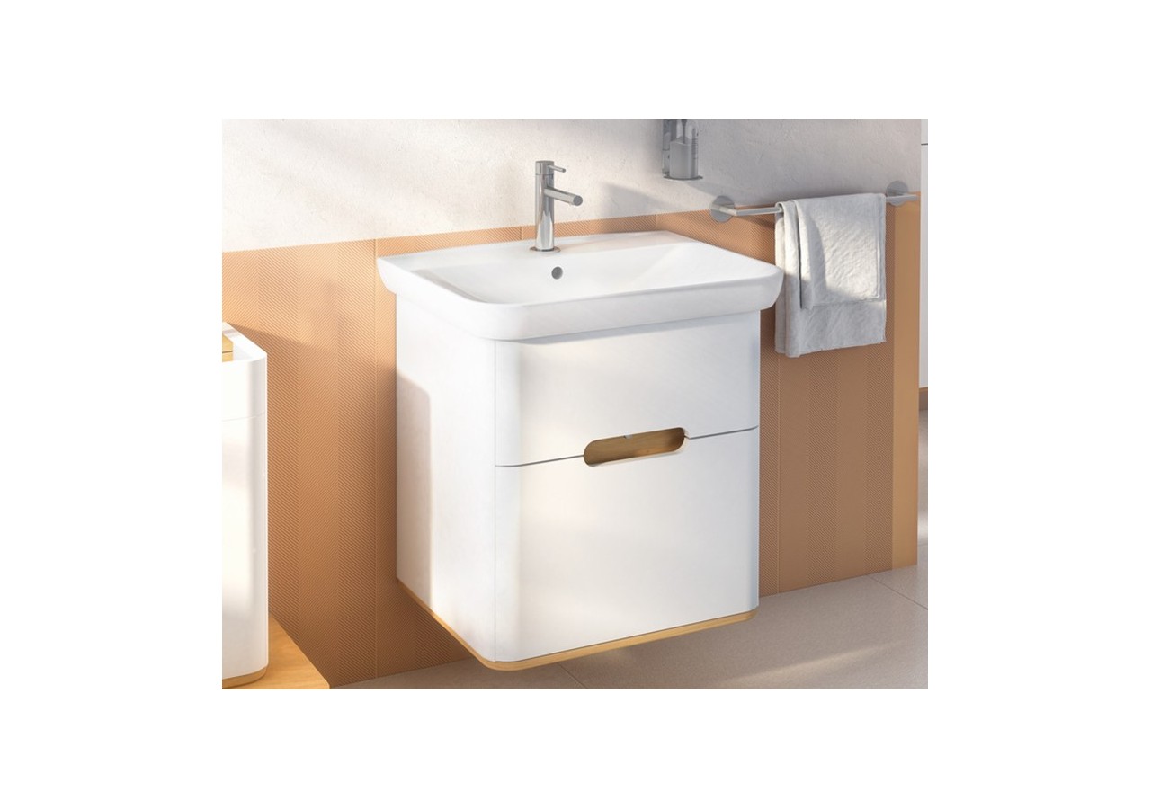 Sento meuble avec plan céramique, 63 cm, gris clair mat, 2 tiroirs coulissante - 65988 - Vitra