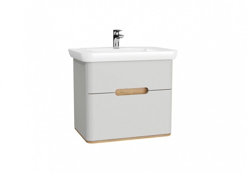 Sento meuble avec plan céramique, 78 cm, gris clair mat, 2 tiroirs coulissante - 65989 - Vitra