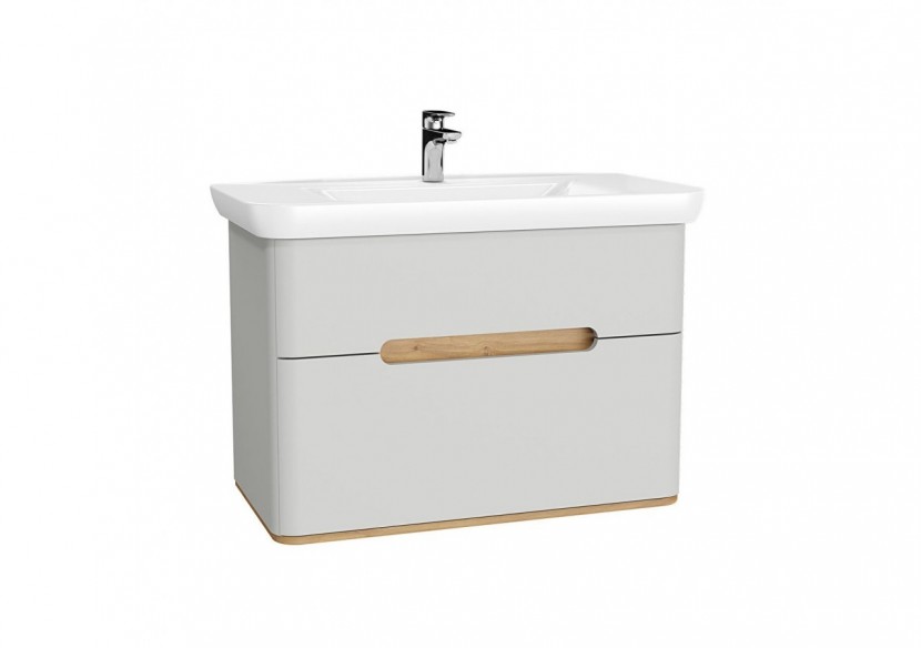 Sento meuble avec plan céramique, 98 cm, gris clair mat, 2 tiroirs coulissante - 65990 - Vitra