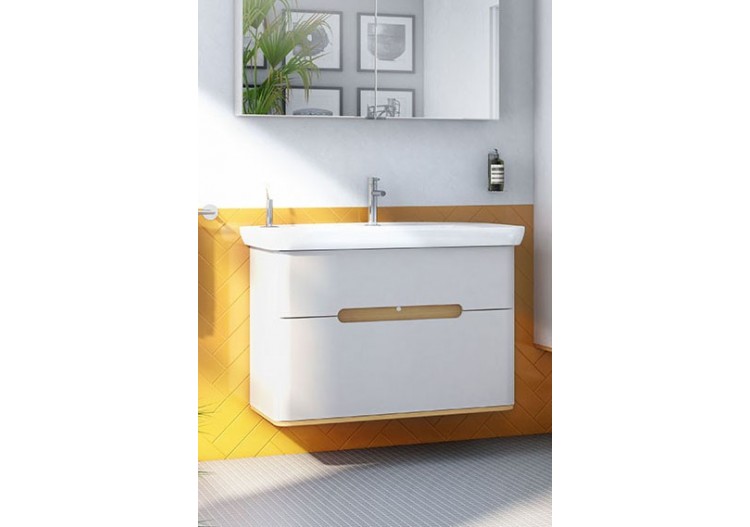 Sento meuble avec plan céramique, 98 cm, gris clair mat, 2 tiroirs coulissante - 65990 - Vitra 2