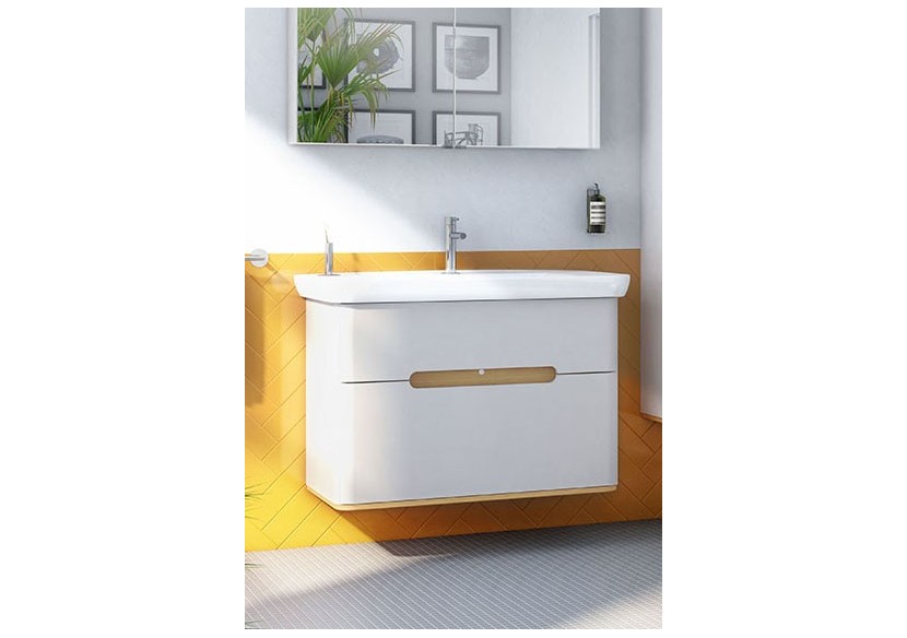 Sento meuble avec plan céramique, 98 cm, gris clair mat, 2 tiroirs coulissante - 65990 - Vitra