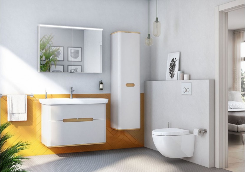 Sento meuble avec plan céramique, 98 cm, gris clair mat, 2 tiroirs coulissante - 65990 - Vitra