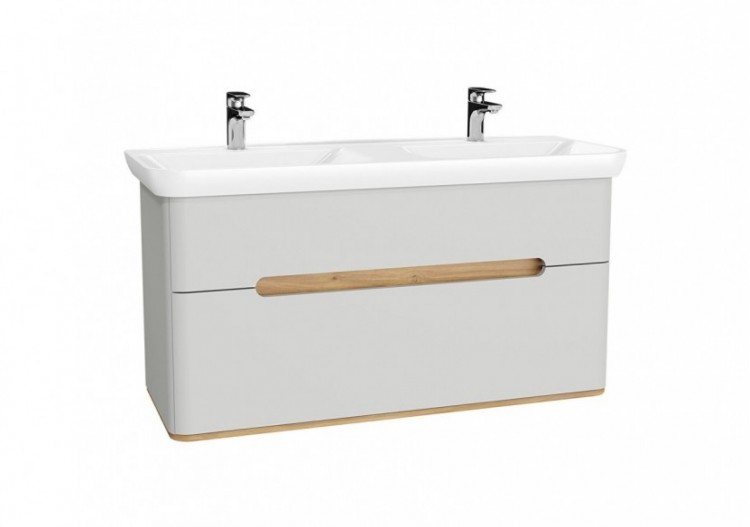 Sento meuble avec plan céramique, 130 cm, gris clair mat, 2 tiroirs coulissante - 65991 - Vitra