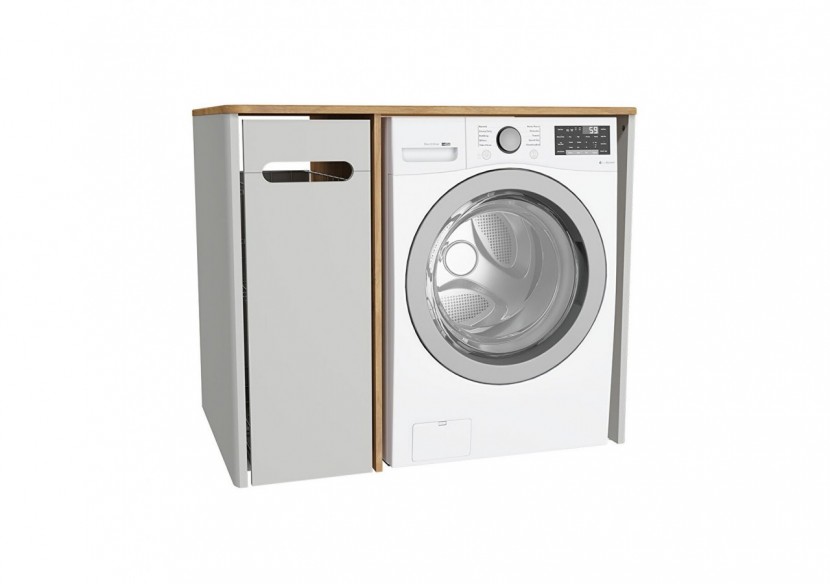 Sento unité lave-linge, 105 cm, avec corbeille à linge à gauche, gris clair mat - 66013 - Vitra