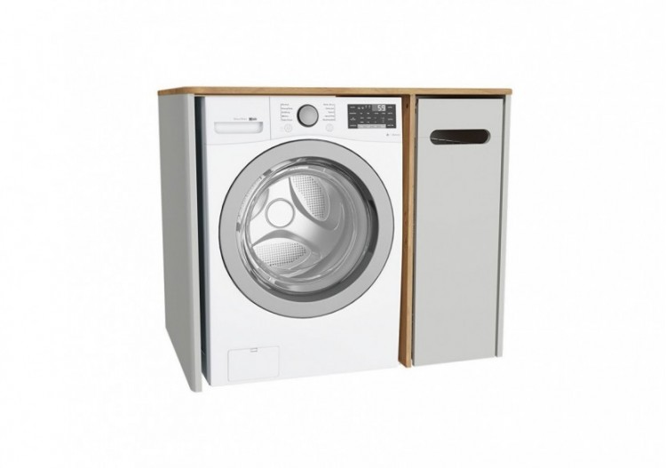 Sento unité lave-linge, 105 cm, avec corbeille à linge à droite, gris clair mat - 66014 - Vitra