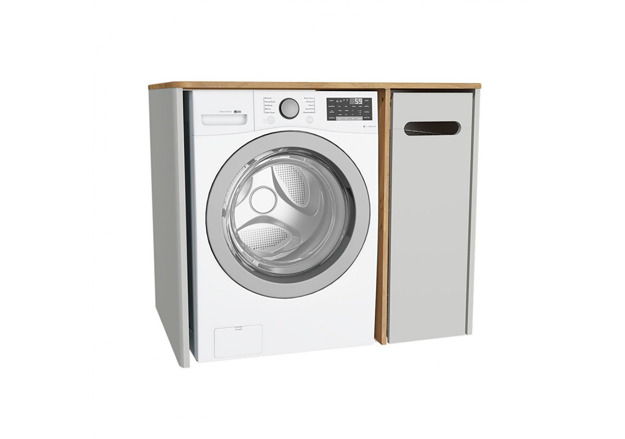 Sento unité lave-linge, 105 cm, avec corbeille à linge à droite, gris clair mat - 66014 - Vitra