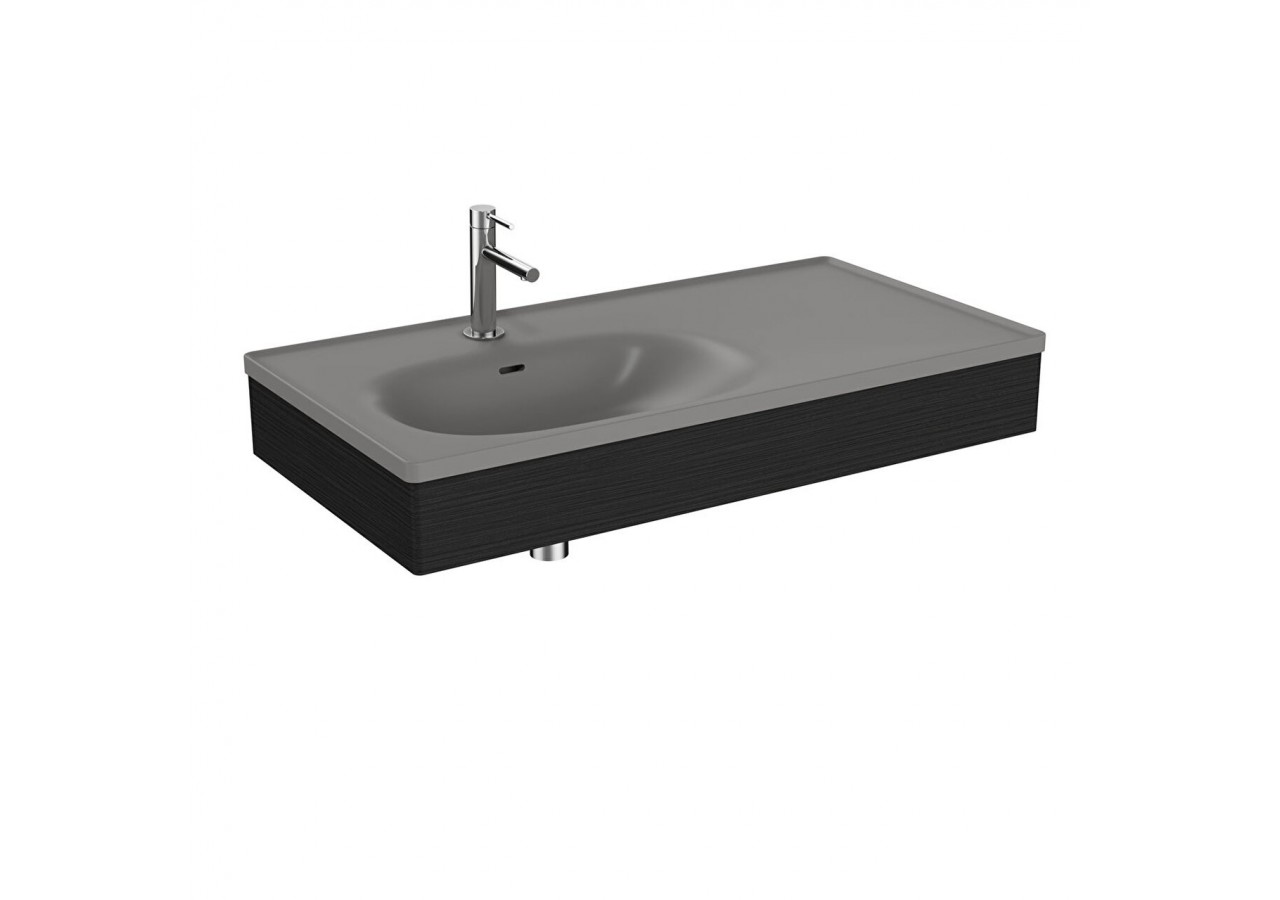 Equal plan céram. asym.,pann. en bois,gris pierre mat & chêne noir str.,100cm - 66056 - Vitra