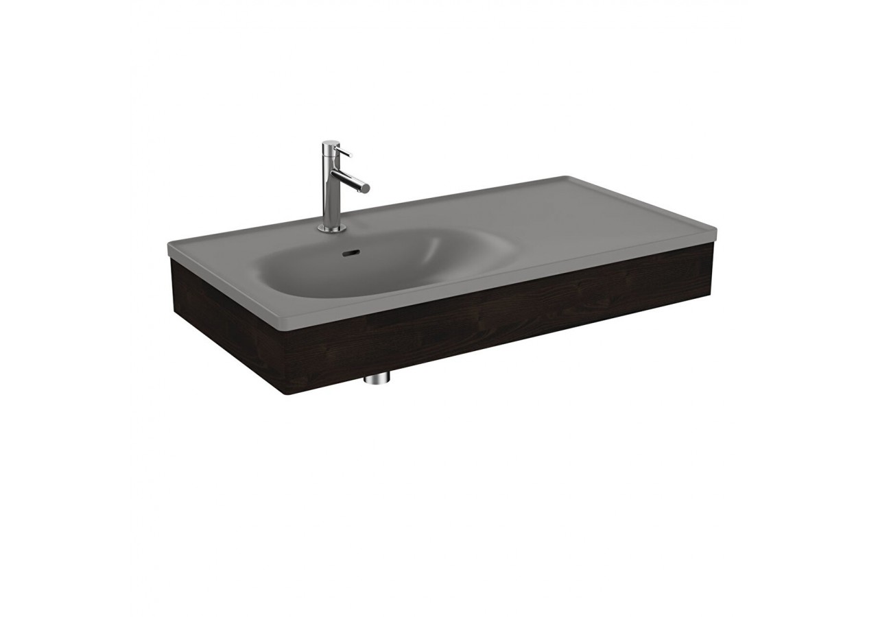 Equal plan céram. asymétrique,pann. en bois,gris pierre mat & orme,100 cm - 66057 - Vitra