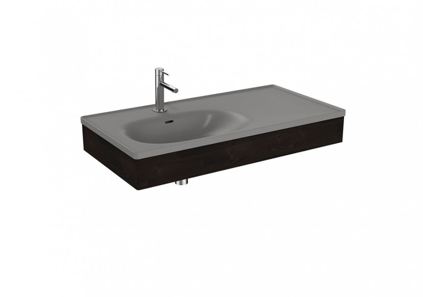 Equal plan céram. asymétrique,pann. en bois,gris pierre mat & orme,100 cm - 66057 - Vitra Equal plan céram. asymétrique,pann. en bois,gris pierre mat & orme,100 cm - 66057 - Vitra