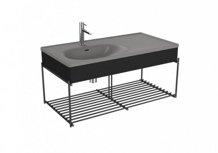 Equal plan cér. asym.,pann. en bois,étagère,gris pierre m.&chêne noir str.,100cm - 66060 - Vitra