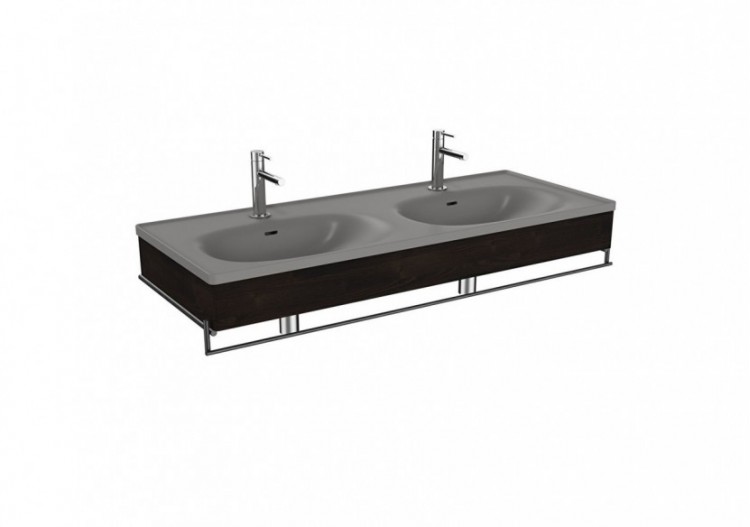 Equal plan cér.,lav.double,pann. en bois,porte-serv.,gris pierre m.&orme,130cm - 66065 - Vitra