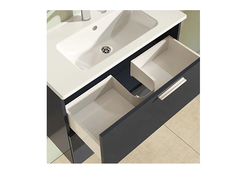 MIA set de meuble, avec 2 tiroirs, sans miroir+éclairage, anthracite, 70 cm - 66105 - Vitra