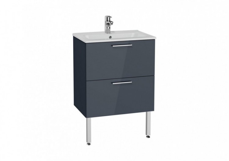 MIA set de meuble, avec 2 tiroirs, sans miroir+éclairage, anthracite, 60 cm - 66108 - Vitra