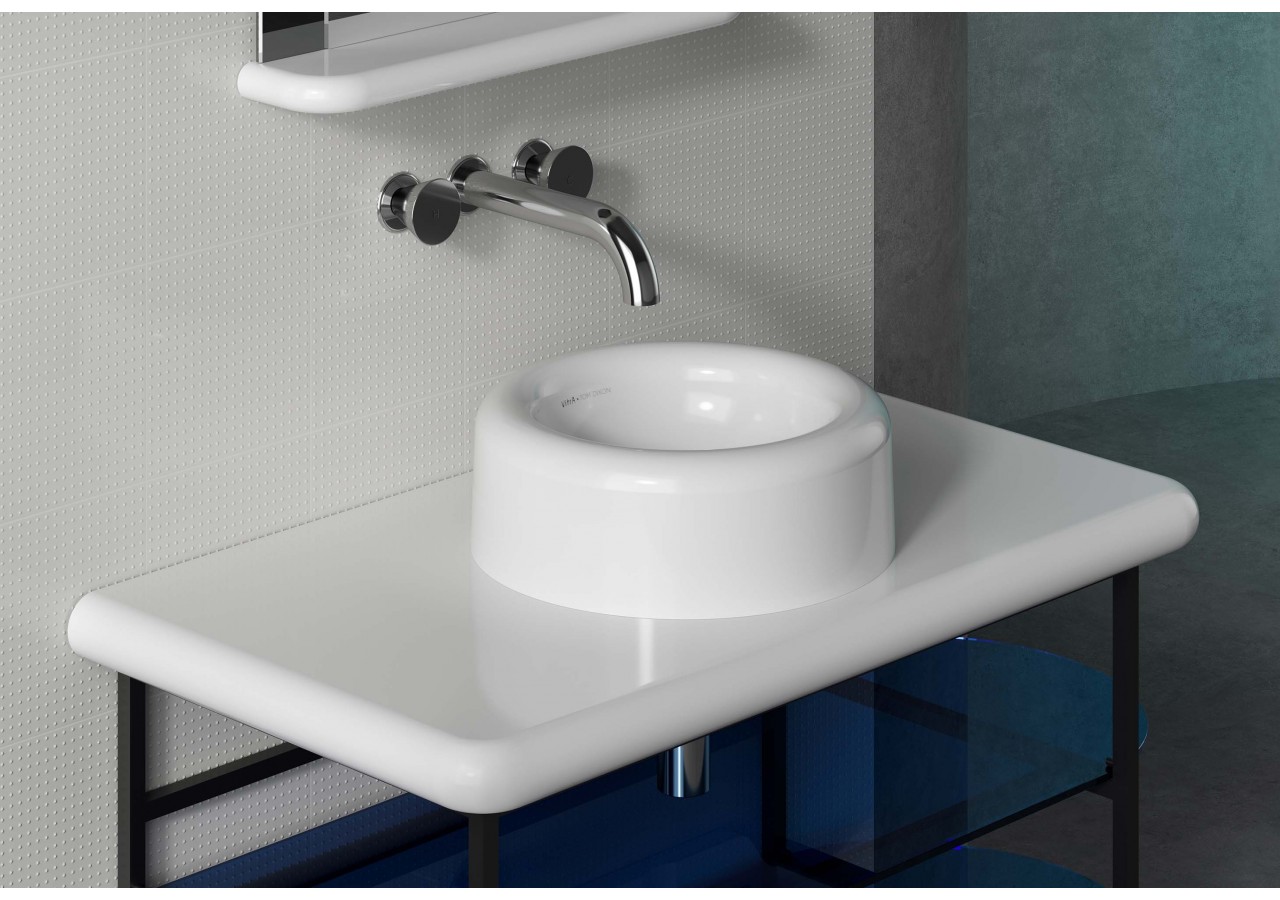 Liquid Meuble sous vasque avec étagères ouvertes en verre bleu, sur pied, 100 cm Verre bleu -66738-Vitra