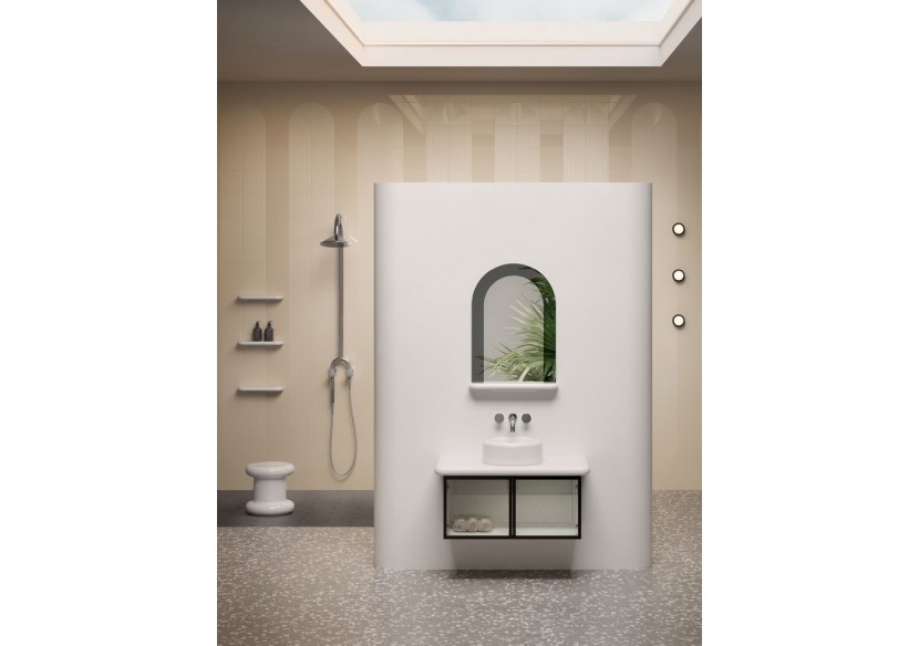 Liquid Meuble sous vasque avec portes en verre cannelé, compatible avec le plan céramique 7310, mural, 100 cm -66739-Vitra Liquid Meuble sous vasque avec portes en verre cannelé, compatible avec le plan céramique 7310, mural, 100 cm -66739-Vitra