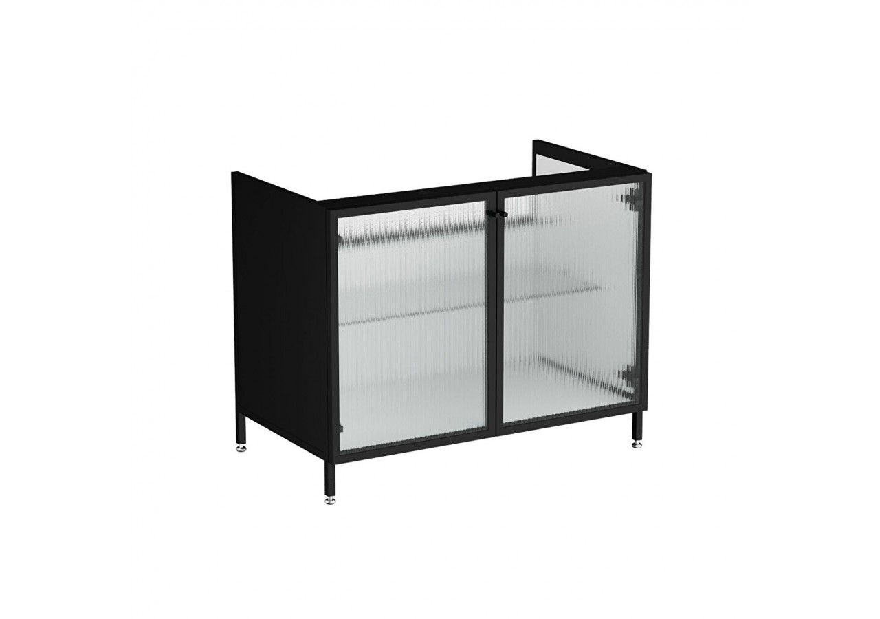 Liquid Meuble sous vasque avec portes en verre cannelé, sur pied, 100 cm Verre cannelé -66741-Vitra