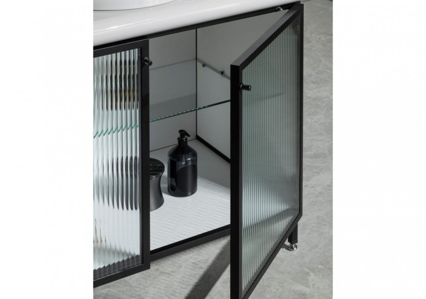 Liquid Meuble sous vasque avec portes en verre cannelé, sur pied, 100 cm Verre cannelé -66741-Vitra Liquid Meuble sous vasque avec portes en verre cannelé, sur pied, 100 cm Verre cannelé -66741-Vitra