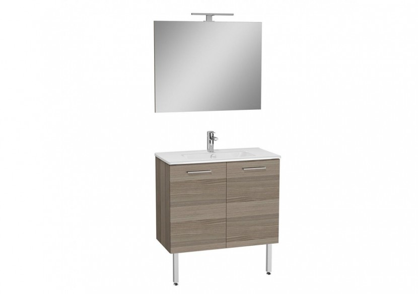 MIA set de meuble avec plan céramique, 80 cm, 2 portes, avec miroir avec éclairage LED, pieds chromés, cordoba - 67264 - Vitra MIA set de meuble avec plan céramique, 80 cm, 2 portes, avec miroir avec éclairage LED, pieds chromés, cordoba - 67264 - Vitra