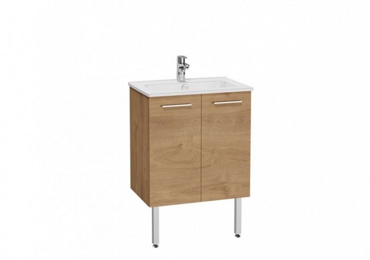 MIA set de meuble avec plan céramique, 60 cm, 2 portes, pieds chromés, chêne doré - 67269 - Vitra