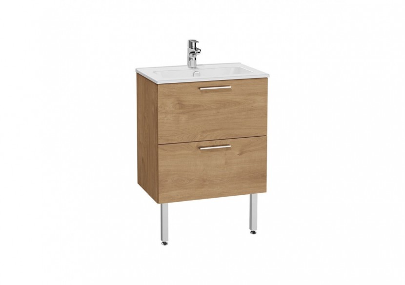 MIA set de meuble avec plan céramique, 60 cm, 2 tiroirs, pieds chromés, chêne doré - 67270 - Vitra MIA set de meuble avec plan céramique, 60 cm, 2 tiroirs, pieds chromés, chêne doré - 67270 - Vitra