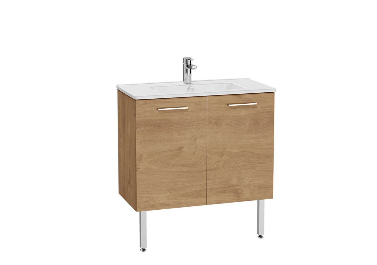 MIA set de meuble avec plan céramique, 80 cm, 2 portes, pieds chromés, chêne doré - 67272 - Vitra