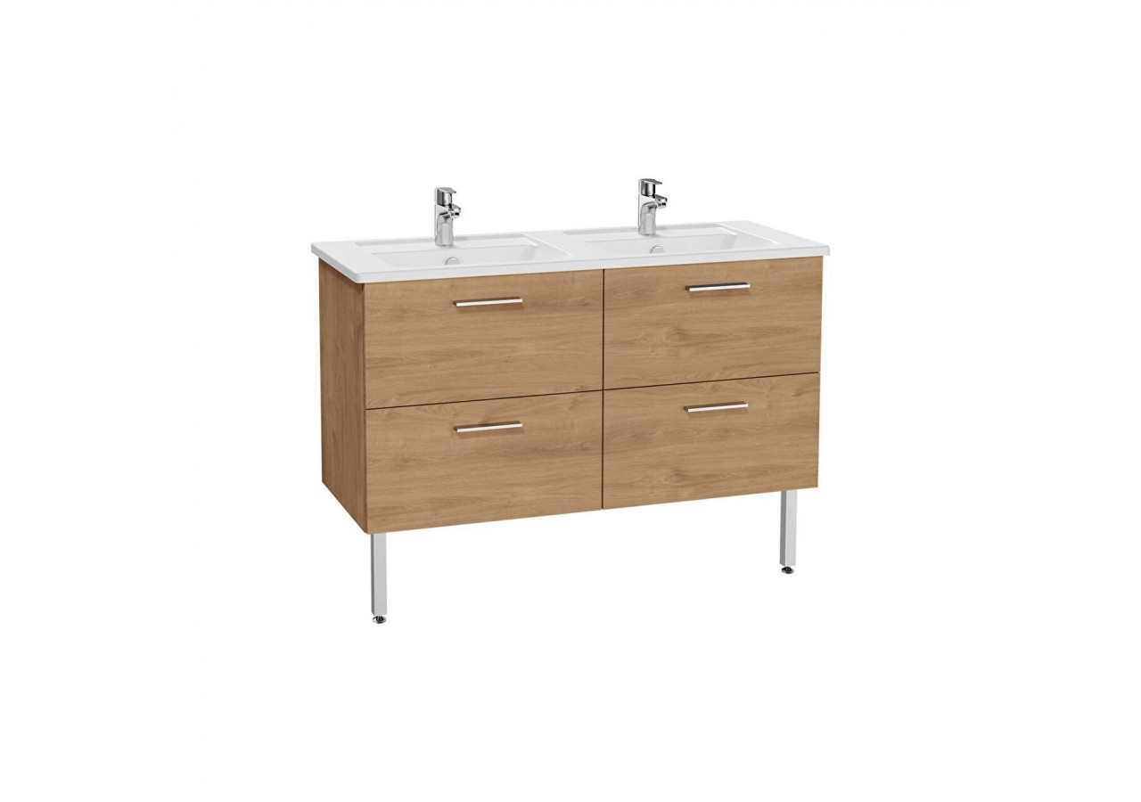 MIA set de meuble avec plan céramique, 120 cm, 4 tiroirs, pieds chromés, chêne doré - 67274 - Vitra