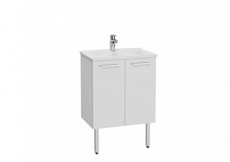 MIA set de meuble avec plan céramique, 60 cm, 2 portes, pieds chromés, blanc brillant - 67434 - Vitra