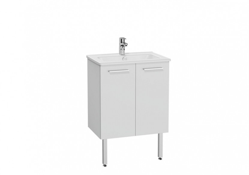 MIA set de meuble avec plan céramique, 60 cm, 2 portes, pieds chromés, blanc brillant - 67434 - Vitra MIA set de meuble avec plan céramique, 60 cm, 2 portes, pieds chromés, blanc brillant - 67434 - Vitra