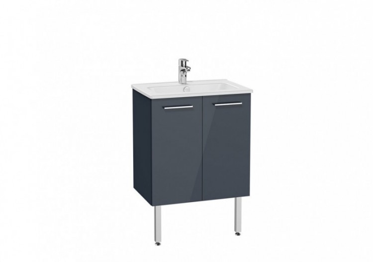 MIA set de meuble avec plan céramique, 60 cm, 2 portes, pieds chromés, anthracite - 67436 - Vitra