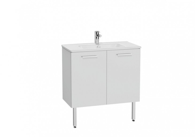 MIA set de meuble avec plan céramique, 80 cm, 2 portes, pieds chromés, blanc brillant - 67437 - Vitra MIA set de meuble avec plan céramique, 80 cm, 2 portes, pieds chromés, blanc brillant - 67437 - Vitra