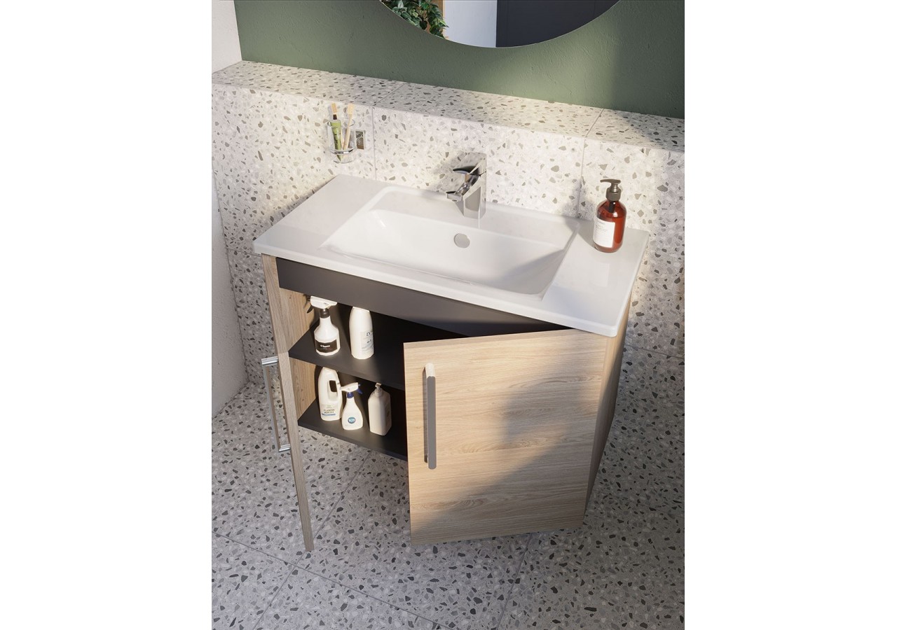 Root Meuble de lavabo, avec portes, 60 cm, Chêne naturel, sans lavabo - 67879 - Vitra