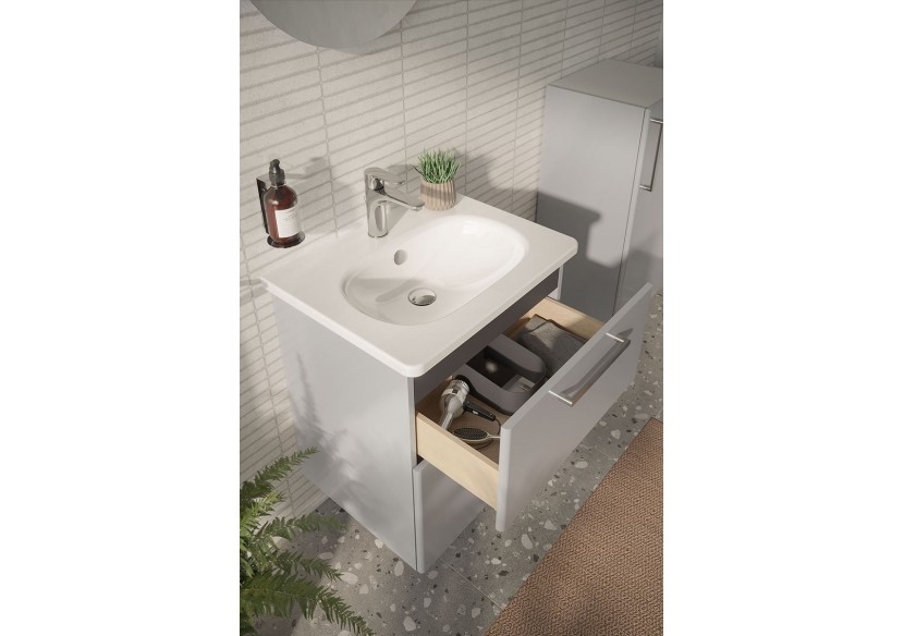 Root Meuble de lavabo, avec deux tiroirs, 100 cm, Gris perle brillant, sans lavabo - 67963 - Vitra Root Meuble de lavabo, avec deux tiroirs, 100 cm, Gris perle brillant, sans lavabo - 67963 - Vitra