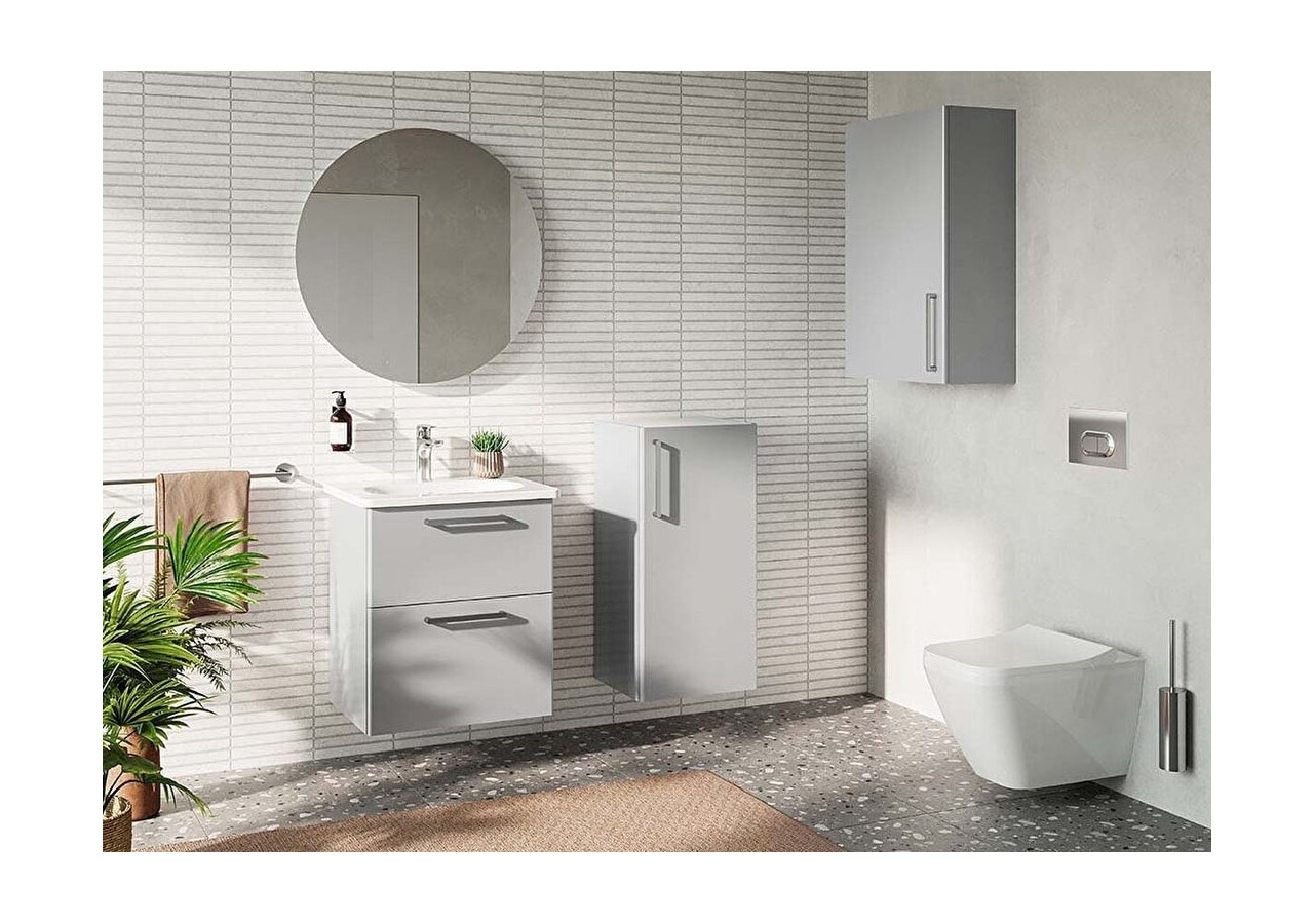 Root Meuble de lavabo, avec deux tiroirs, 100 cm, Gris perle brillant, sans lavabo - 67963 - Vitra