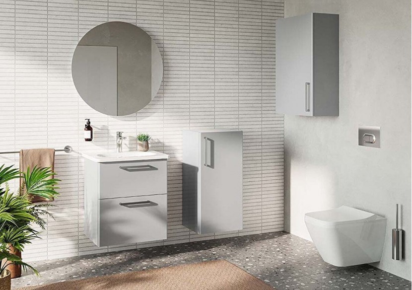 Root Meuble de lavabo, avec deux tiroirs, 100 cm, Gris perle brillant, sans lavabo - 67963 - Vitra Root Meuble de lavabo, avec deux tiroirs, 100 cm, Gris perle brillant, sans lavabo - 67963 - Vitra