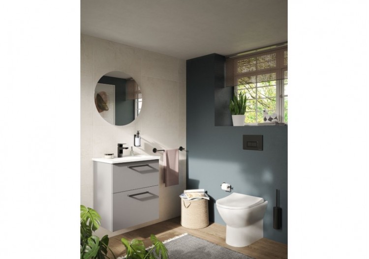 Root Meuble de lavabo, avec deux tiroirs, 100 cm, Gris pierre mat, sans lavabo - 67966 - Vitra 2