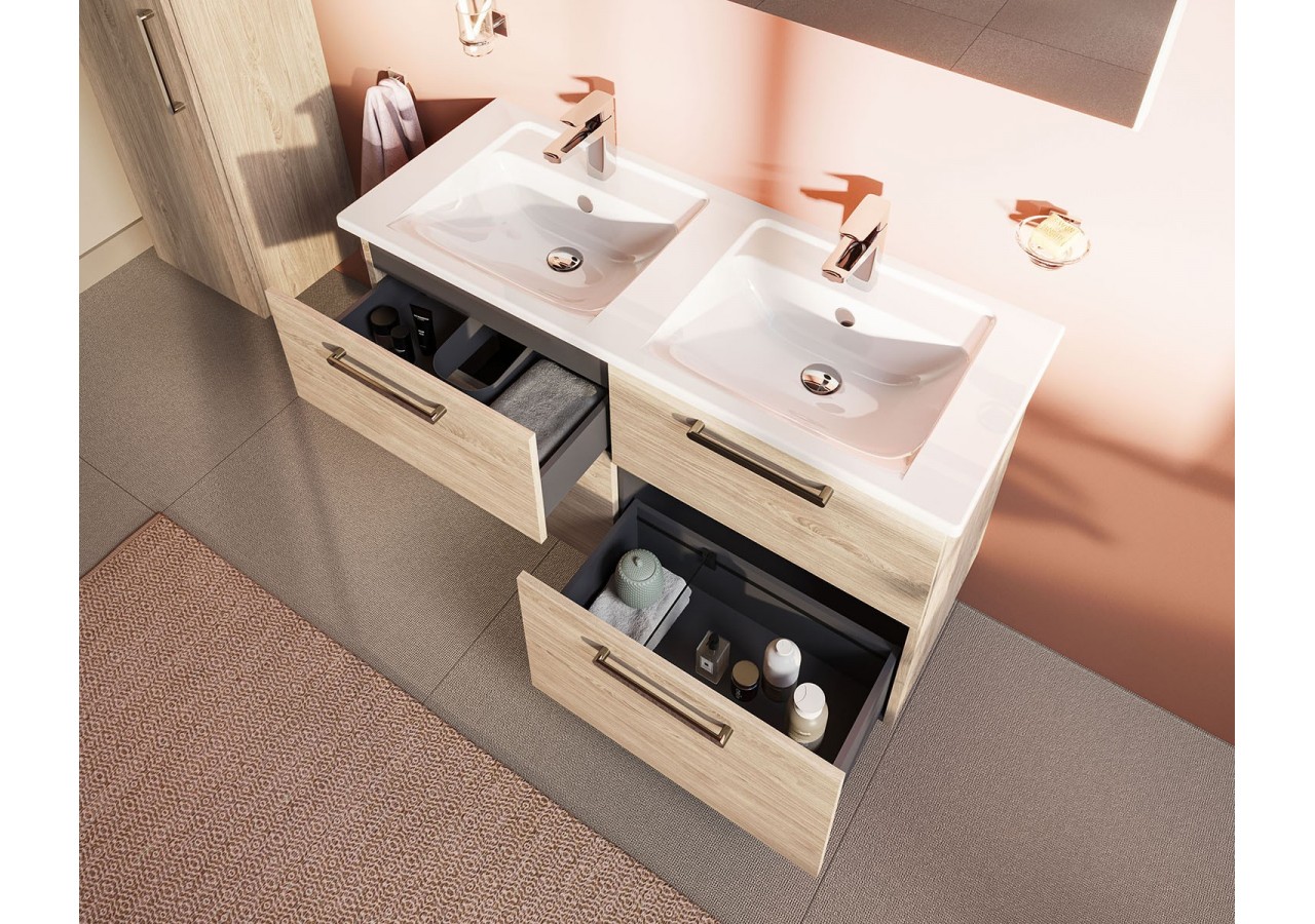 Root Meuble de lavabo, avec quatre tiroirs, 120 cm, Chêne naturel, sans lavabo - 67999 - Vitra