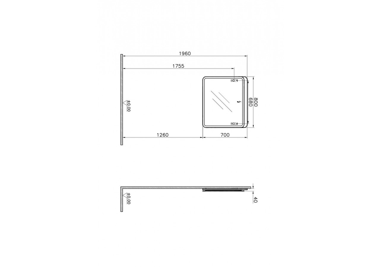 Sento miroir LED,80cm, décor chêne naturel, avec éclairage à LED péripherique - 60890 - Vitra