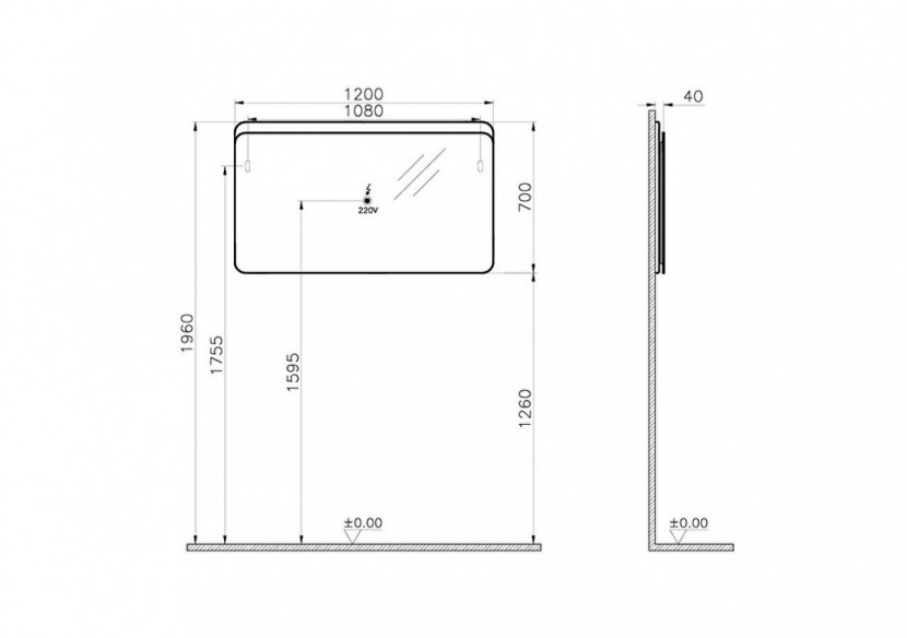 Sento miroir LED,120cm, décor chêne naturel, avec éclairage à LED péripherique - 61193 - Vitra Sento miroir LED,120cm, décor chêne naturel, avec éclairage à LED péripherique - 61193 - Vitra