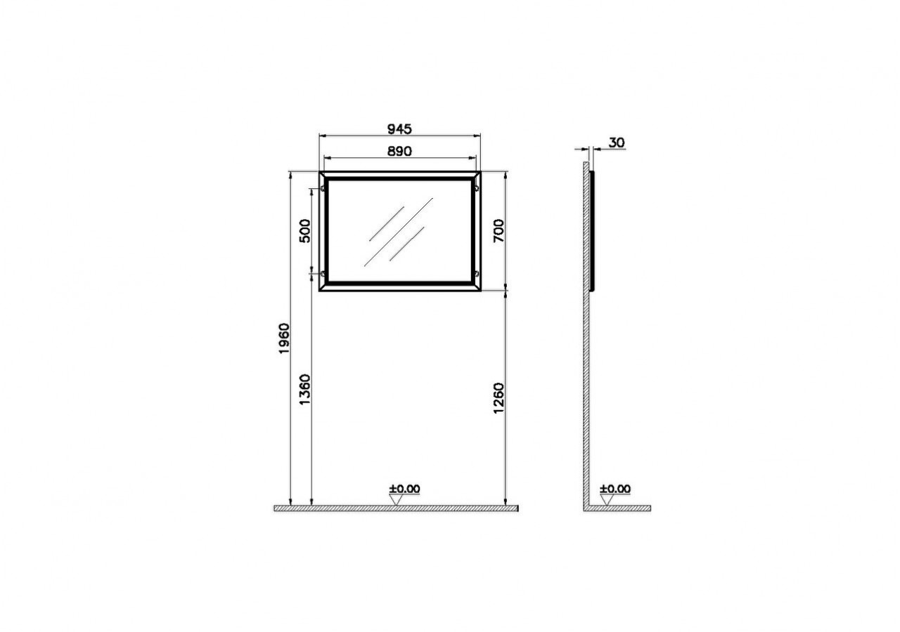 Valarte miroir, 100 cm, Ivoire mat - 62221 - Vitra