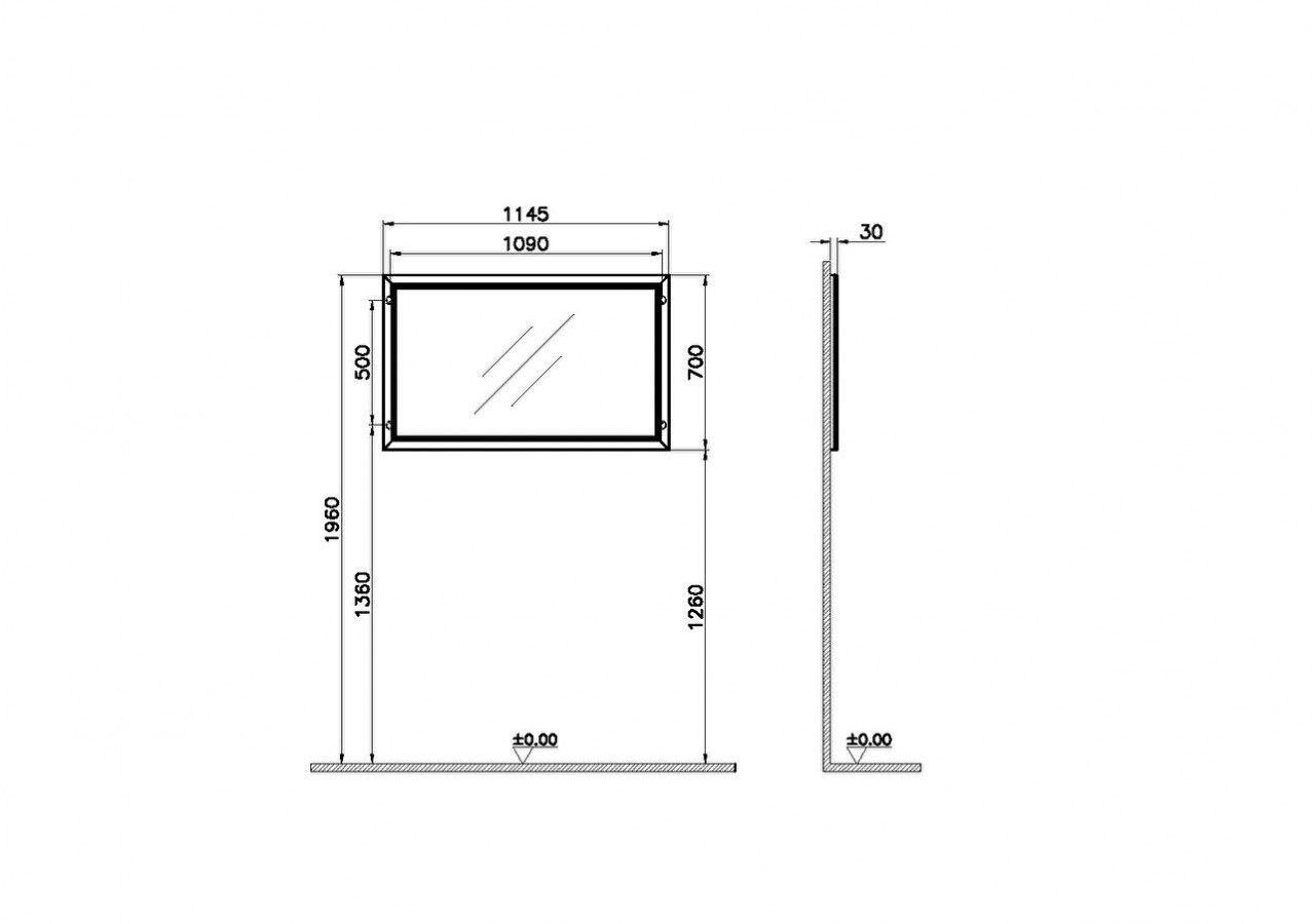 Valarte miroir, 120 cm, blanc mat - 62222 - Vitra
