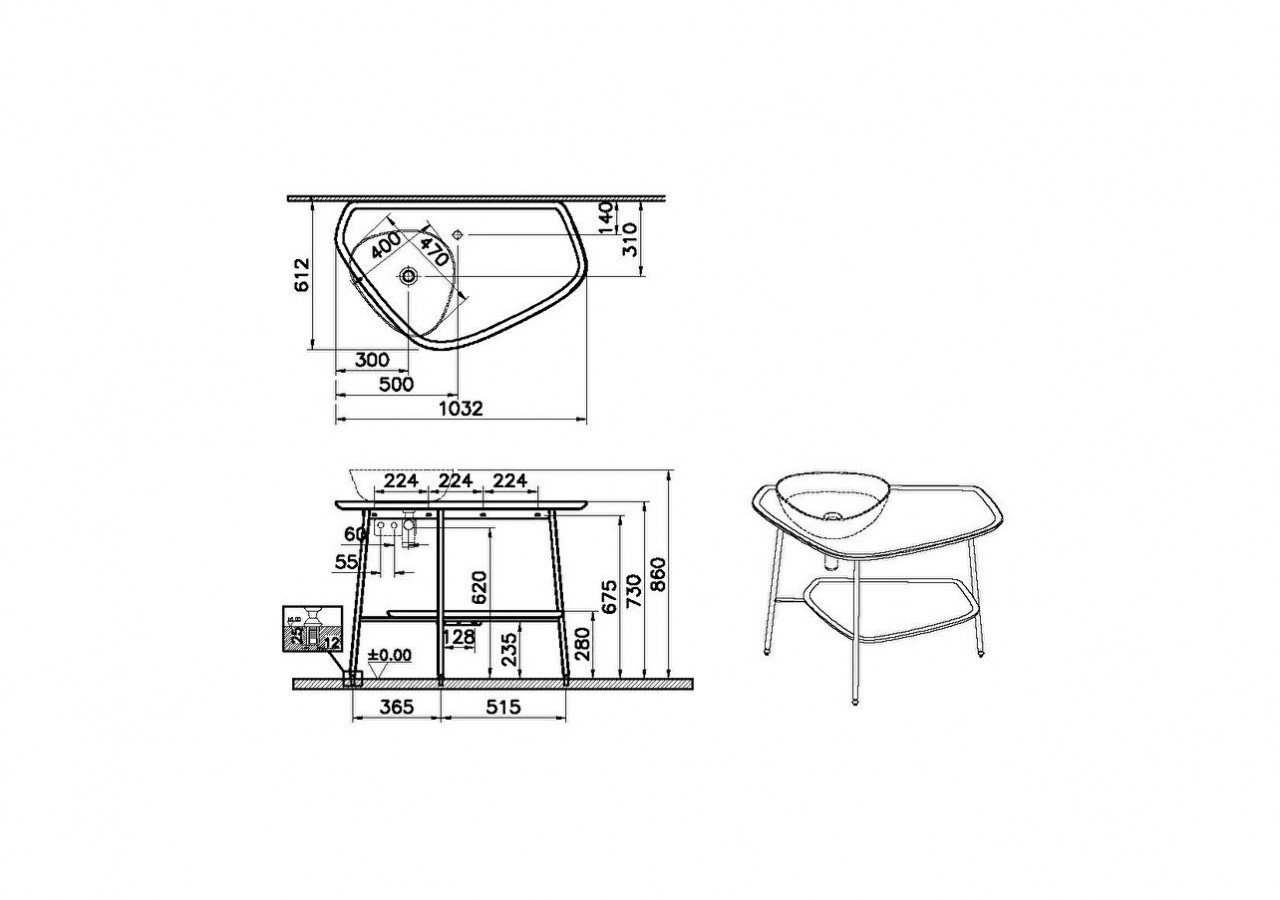 Plural console céramique, Edelweiss, gauche, 103 cm - 62571 - Vitra